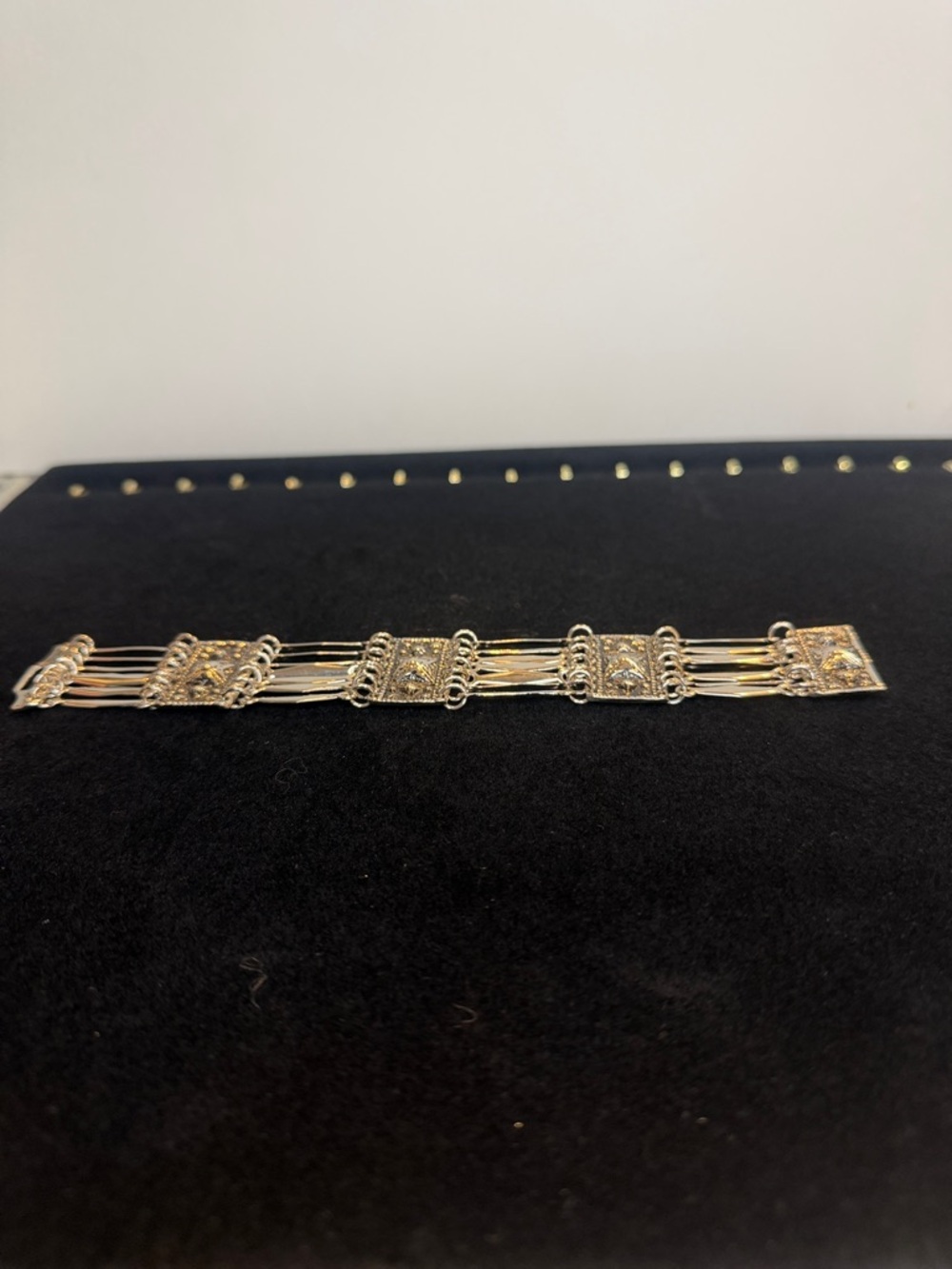 Silver Tone Filigree Link Bracelet